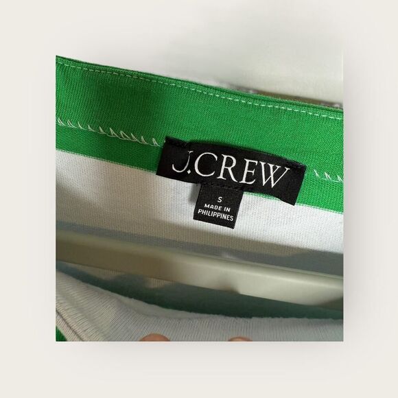 J. Crew Relaxed Long-Sleeve Boatneck T-Shirt in Stripe Green/White Size Small - Picture 5 of 6